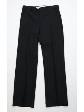 Vintage 70s Streetwear Mens 32x32 Knit Flared Wide Leg Chino Pants Black USA